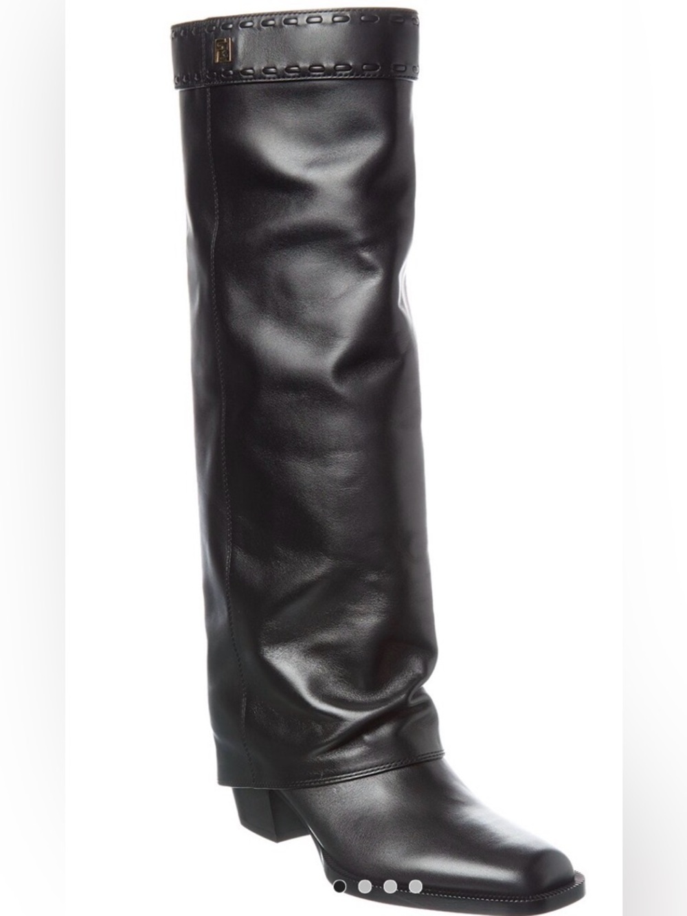 Fendi Black Leather Tall Combat/Moto Boots